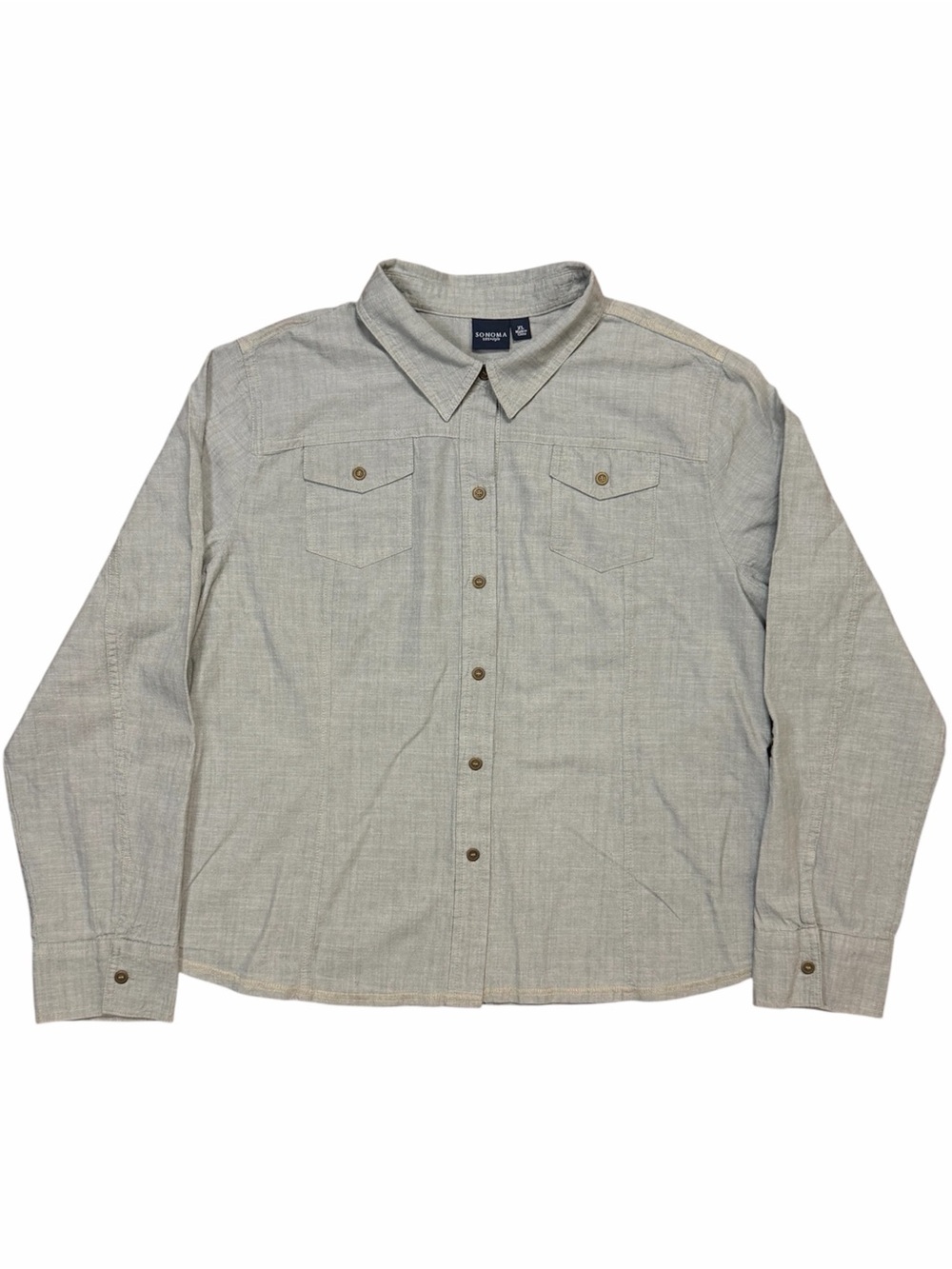 Sonoma Light Gray Casual Button-Down Shirt